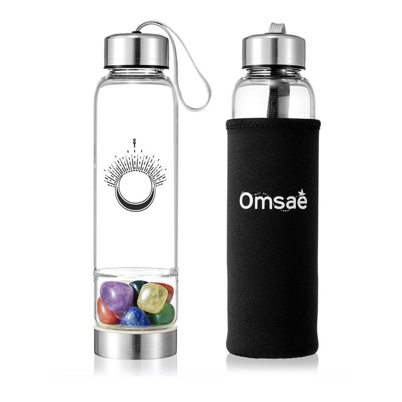 BOUTEILLE EN VERRE 7 CHAKRAS PIERRES ROULEES 50CL - OMSAE # img_psid: 11197